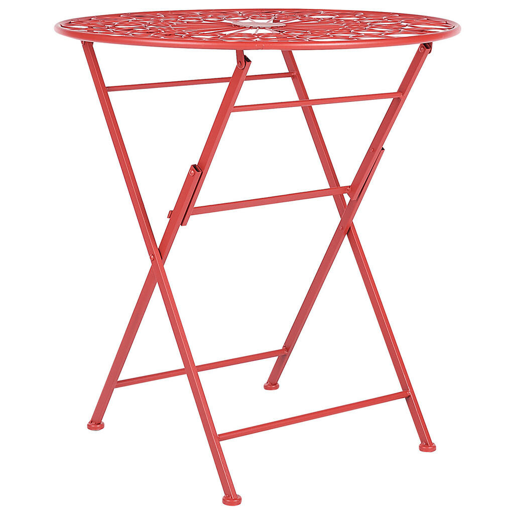 Beliani ZAHRADNÍ STŮL Kov červený 70 cm kulatý Scario