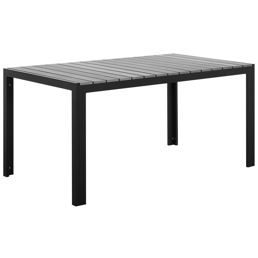 Beliani ZAHRADNÍ STŮL Umělé dřevo šedý/černý 150/90 cm Como
