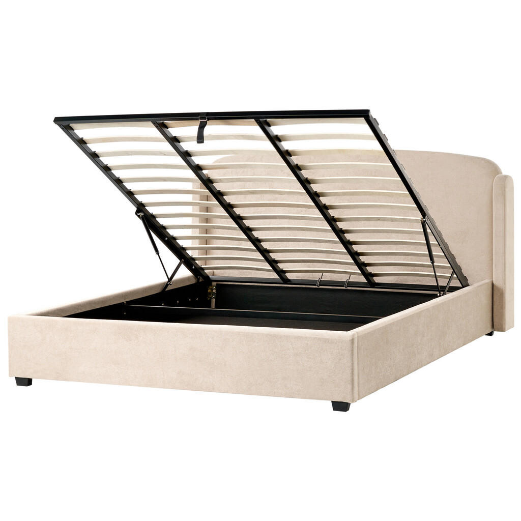 Beliani POSTEL s úložným prostorem 180/200 cm Látka Taupe Bernay