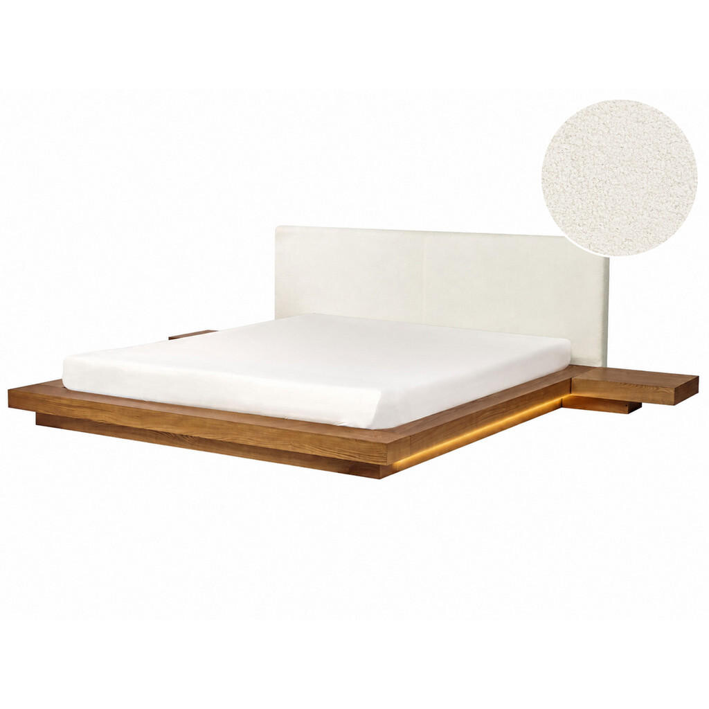 Beliani POSTEL s LED 180/200 cm MDF deska Světle hnědá Zen