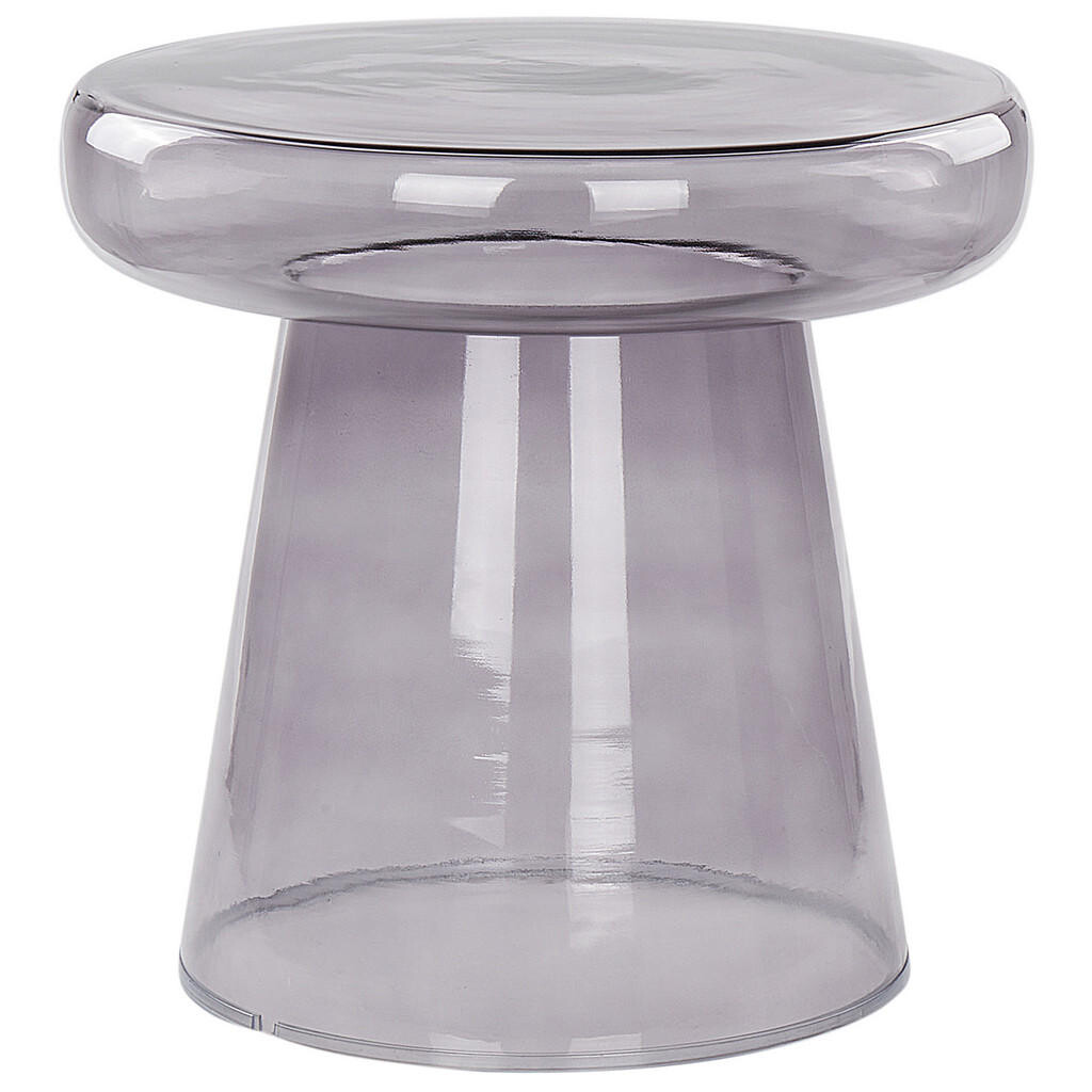 Beliani PŘÍSTAVNÝ STOLEK Rauchglas šedý kulatý 39 cm Caldera