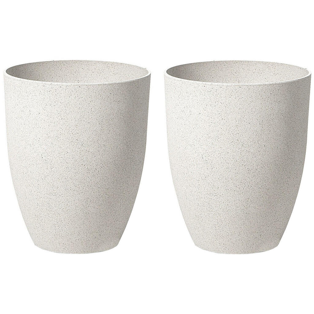 Beliani KVĚTINÁČ sada 2 ks krémově bílý kulatý 35/35/42 cm Croton
