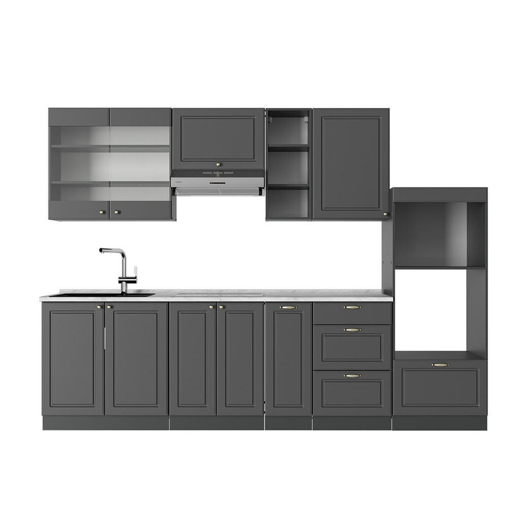 Vicco KUCHYŇSKÝ KOUT Fame-Line Anthrazit-Gold Landhaus 280 cm , PD Mramor