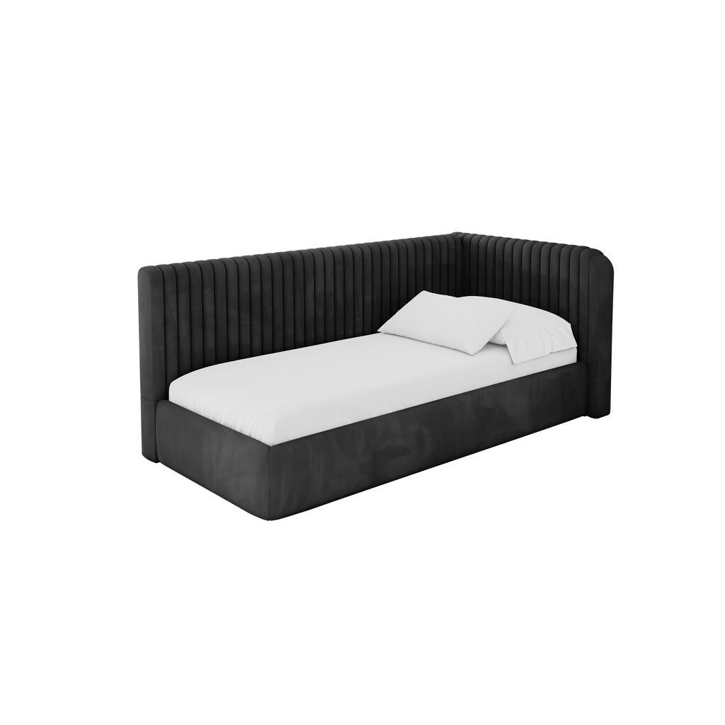 ALTDECOR JEDNOLŮŽKOVÁ POSTEL pro mládež s úložným prostorem a matrací H3/H4, vlevo - AURY 80x200 černá