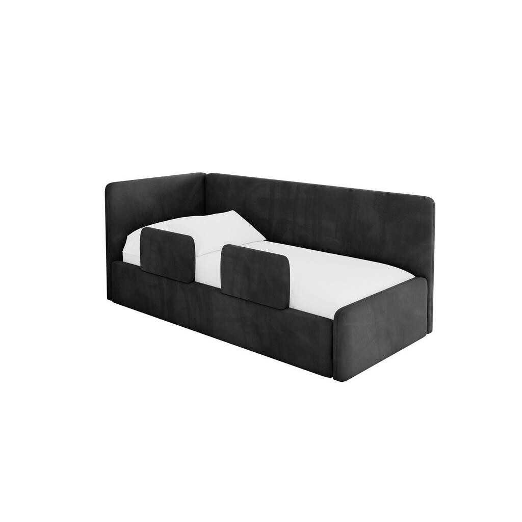ALTDECOR JEDNOLŮŽKOVÁ POSTEL pro mládež s úložným prostorem a matrací H3/H4, vpravo - NORY 100x200 černá