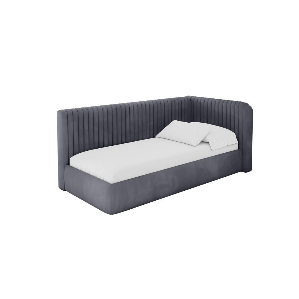 ALTDECOR JEDNOLŮŽKOVÁ POSTEL pro mládež s úložným prostorem a matrací H3/H4, vlevo - AURY 80x200 tmavě šedá