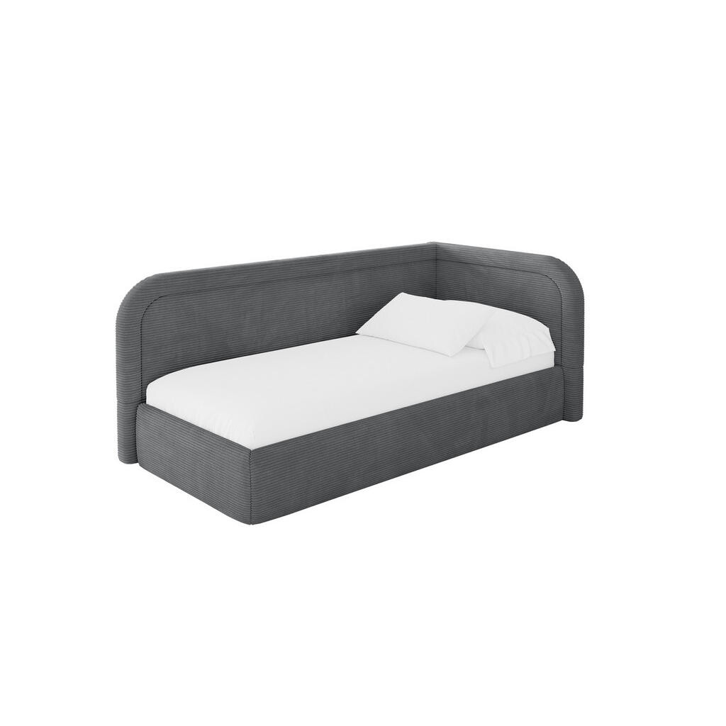 ALTDECOR JEDNOLŮŽKOVÁ POSTEL pro mládež s úložným prostorem, vlevo - JOVY 100x200 tmavě šedá