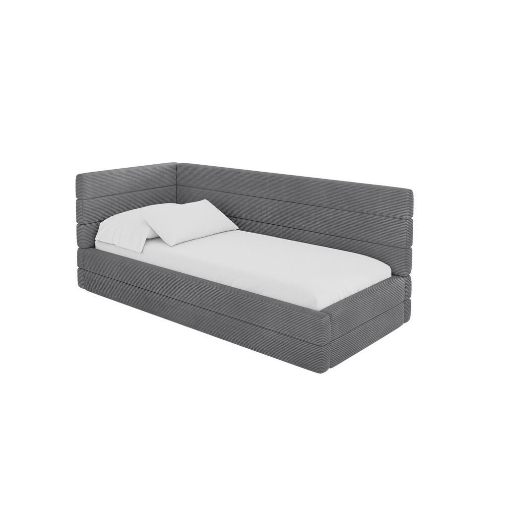 ALTDECOR JEDNOLŮŽKOVÁ POSTEL pro mládež s úložným prostorem a matrací H3/H4, vpravo - BEMY 100x200 tmavě šedá