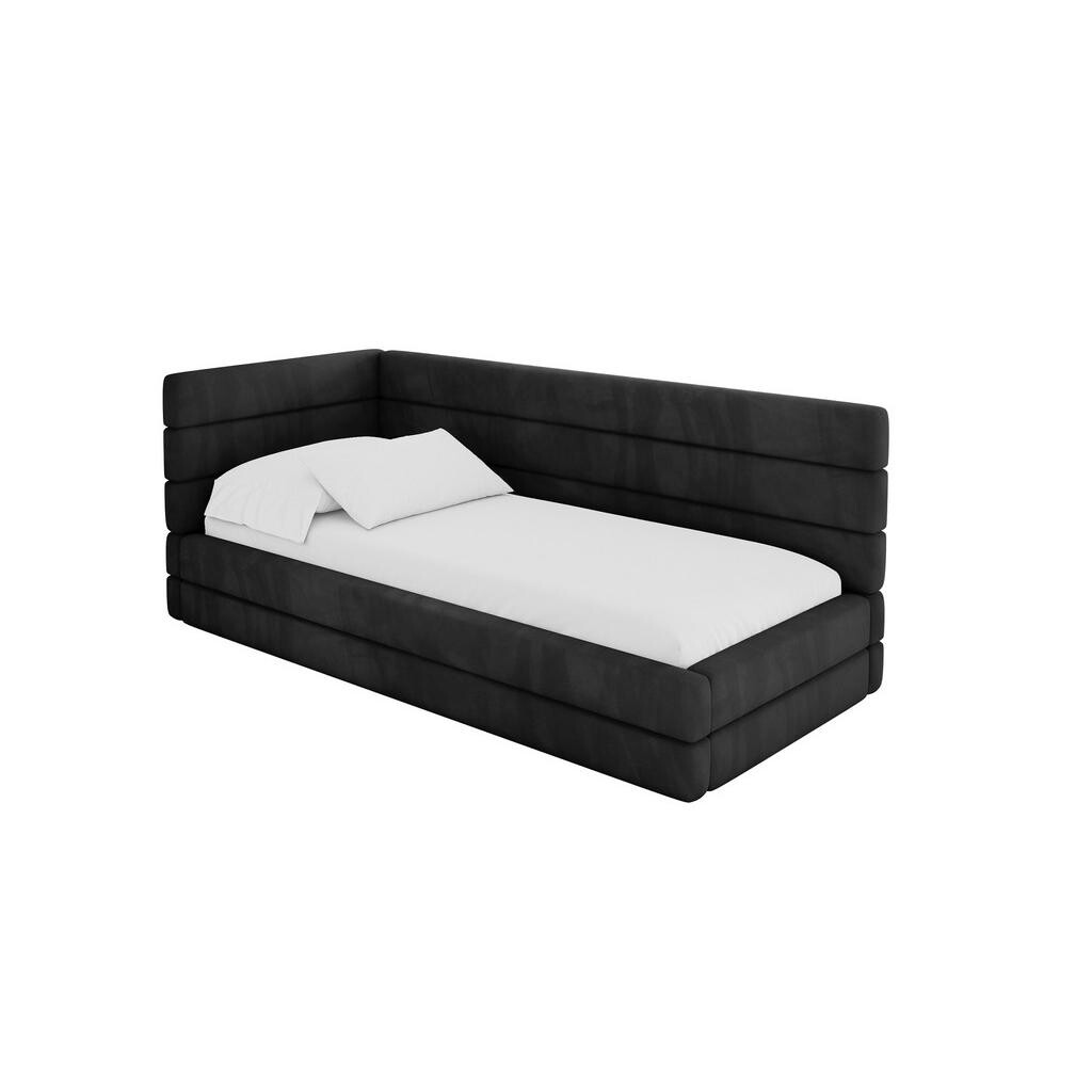 ALTDECOR JEDNOLŮŽKOVÁ POSTEL pro mládež s úložným prostorem a matrací H3/H4, vpravo - BEMY 100x200 černá