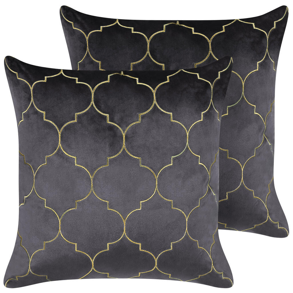 Beliani DEKORATIVNÍ POLŠTÁŘ sada 2 ks Šedý 45/45 cm Alyssum