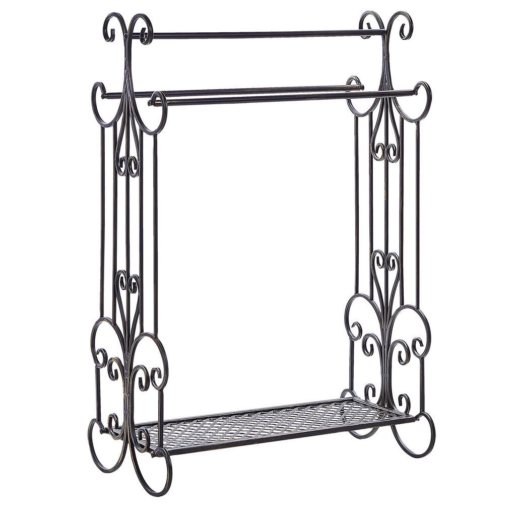 Beliani STOJAN NA RUČNÍKY Antik Look černý 60 x 90 cm Gladis