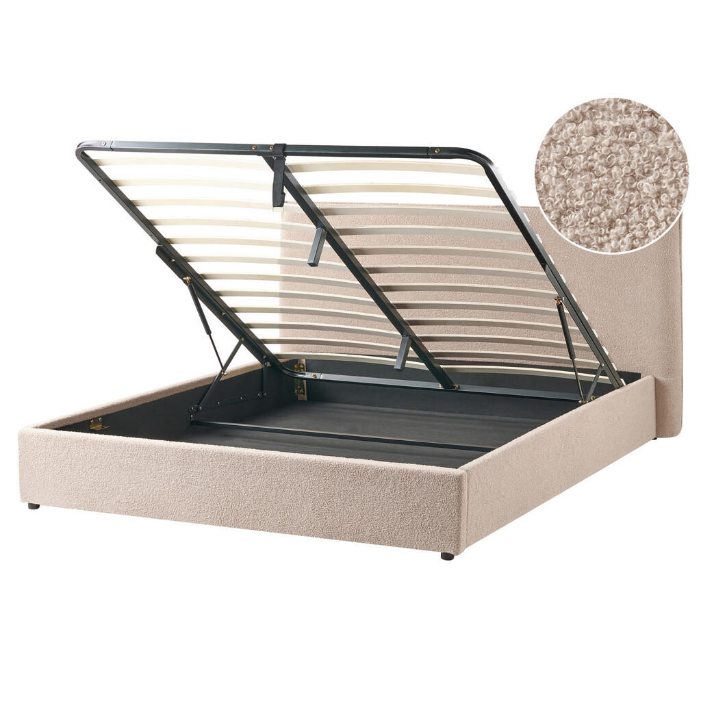 Beliani POSTEL s úložným prostorem 160/200 cm Taupe Lavaur