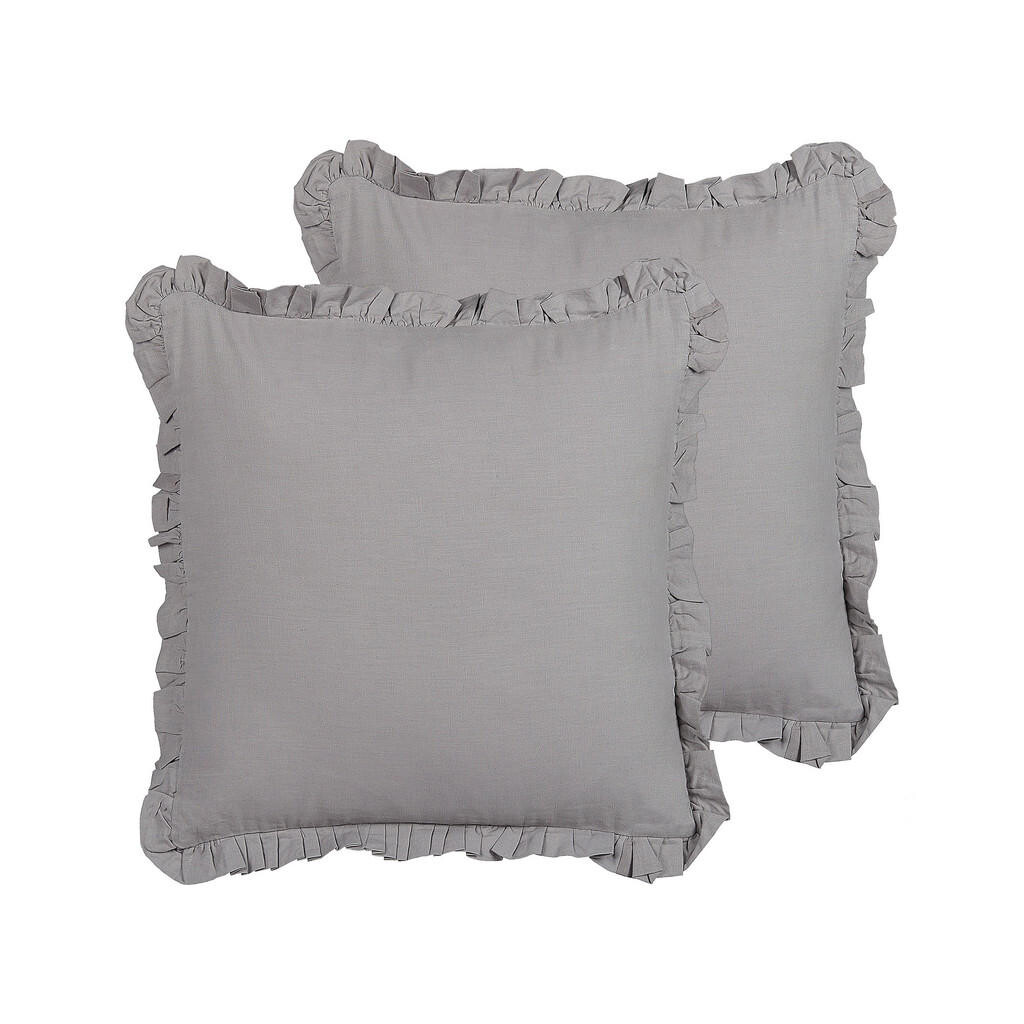Beliani DEKORATIVNÍ POLŠTÁŘ sada 2 ks Šedý 45/45 cm Glabra