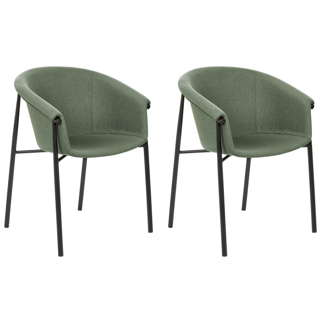 Beliani JÍDELNÍ ŽIDLE sada 2 ks Polyester Zelená Ames