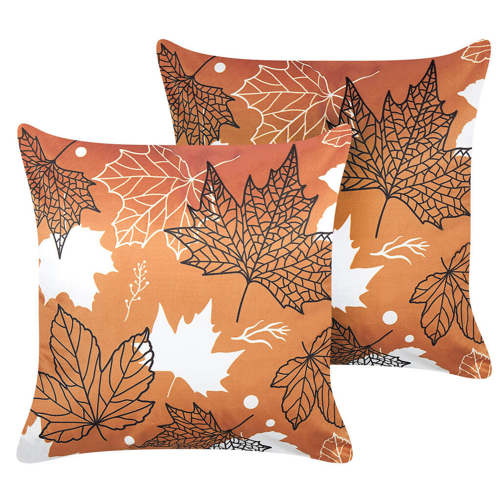 Beliani DEKORATIVNÍ POLŠTÁŘ sada 2 ks Oranžový 45/45 cm Poinsettia
