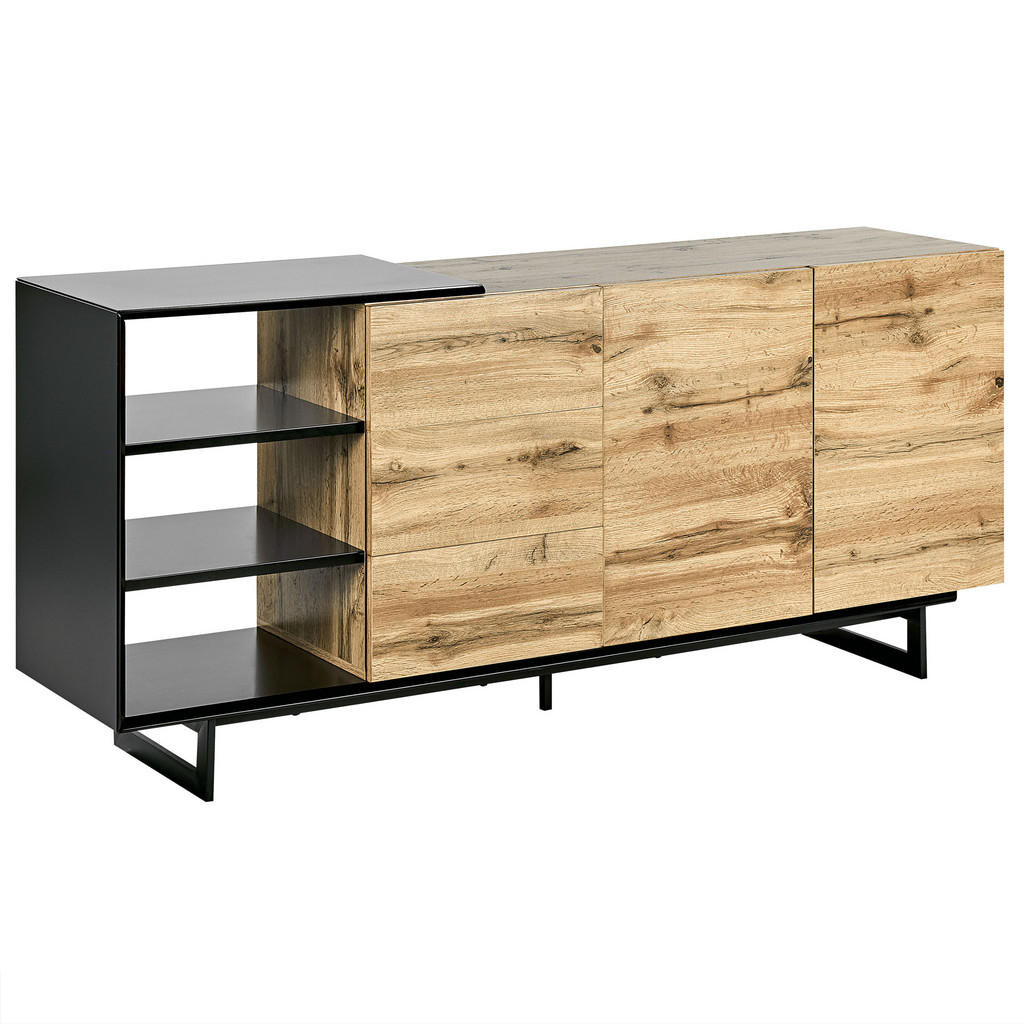 Beliani SIDEBOARD se 2 dveřmi Hnědý/Černý Fiora