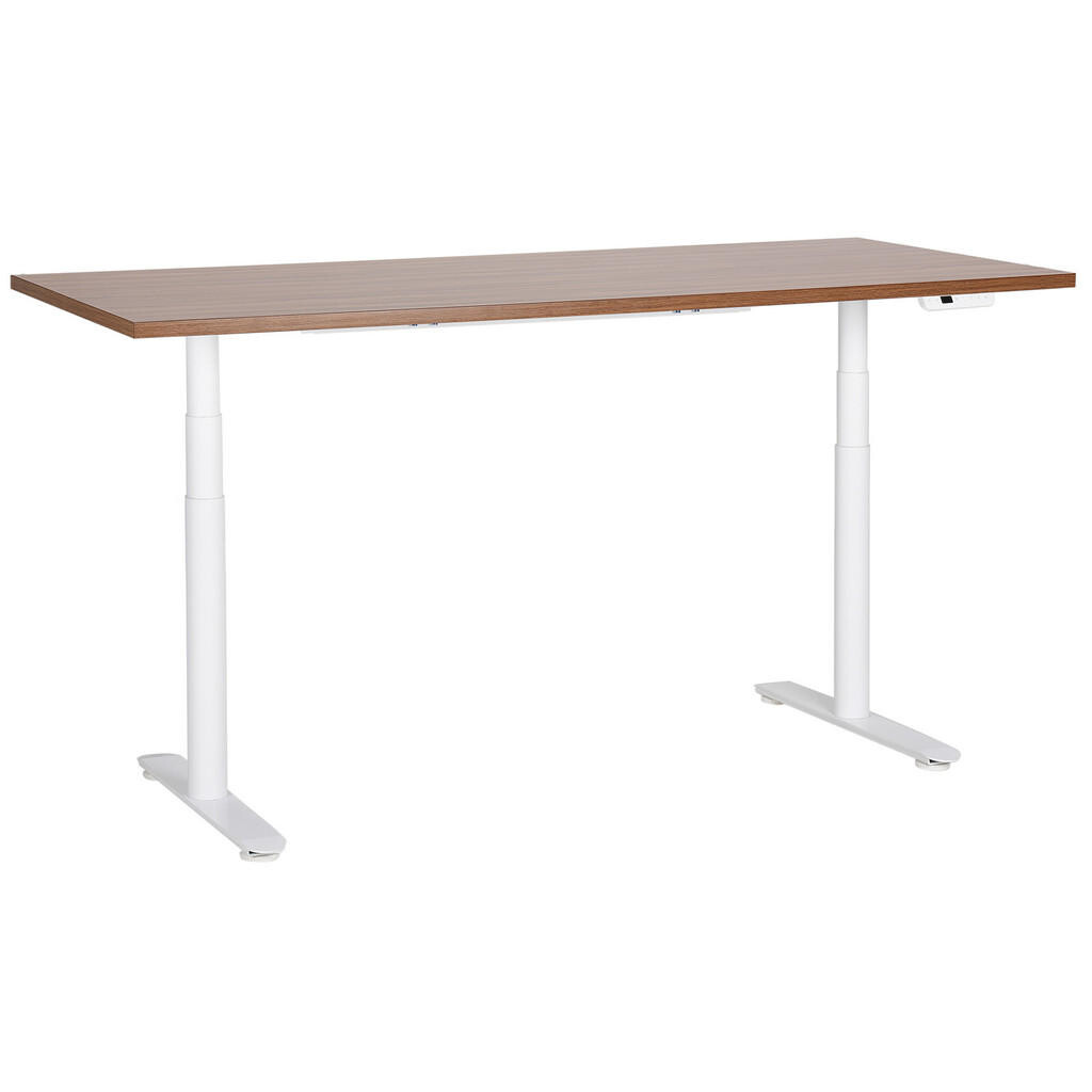 Beliani PSACÍ STŮL hnědobílý 180/80 cm elektrický výškově nastavitelný Destin IV