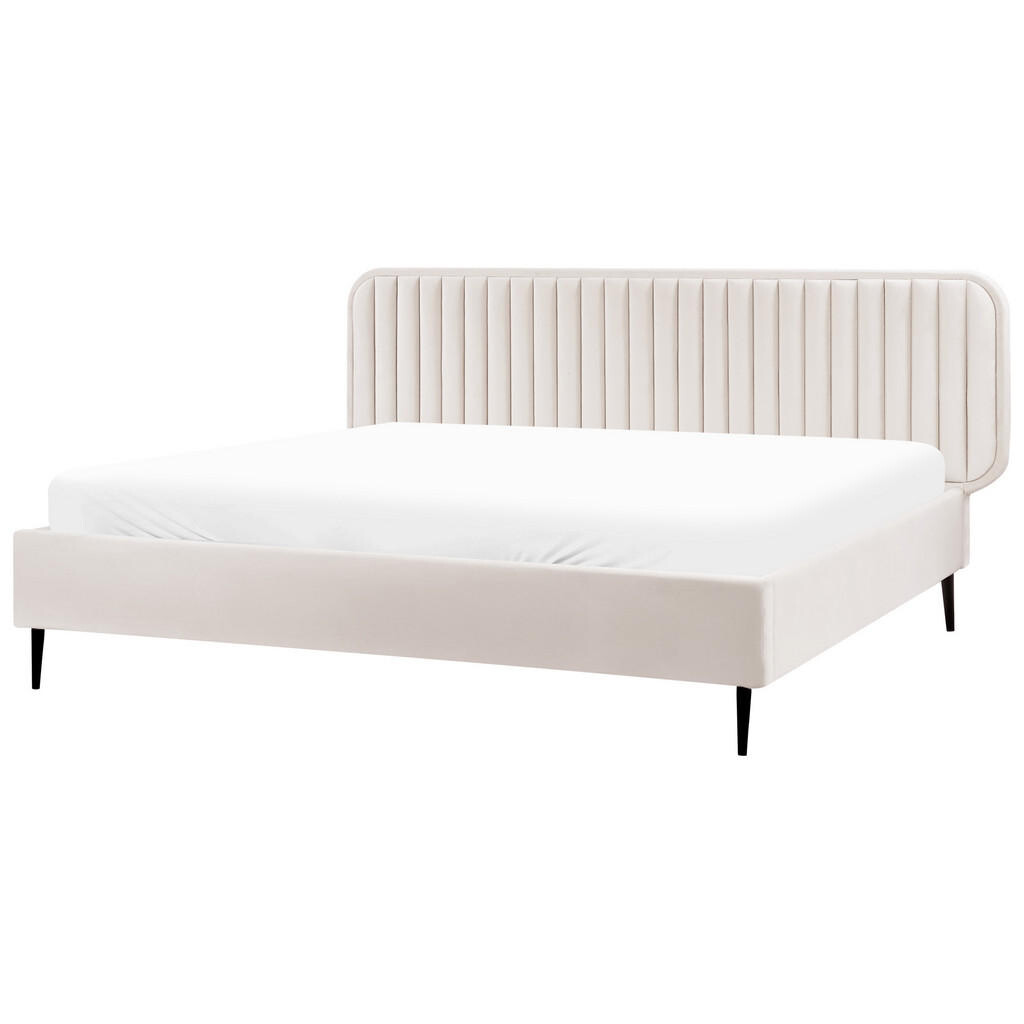 Beliani POSTEL s roštem 180/200 cm Béžová Brin