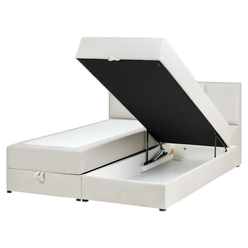 Beliani BOXSPRINGOVÁ POSTEL s úložným prostorem 160/200 cm Látka Krémově bílá Baronet