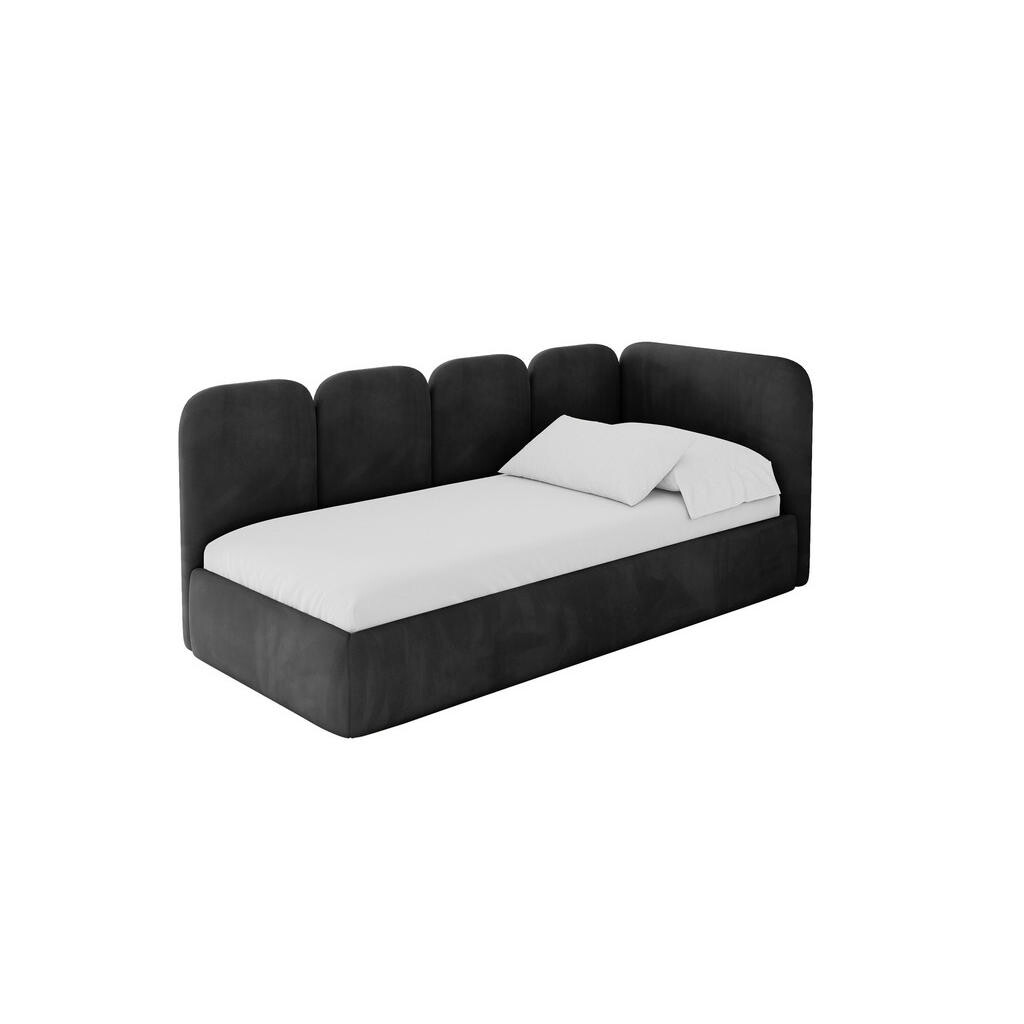 ALTDECOR JEDNOLŮŽKOVÁ POSTEL pro mládež s úložným prostorem a matrací H3/H4, vlevo - VELY 100x200 černá