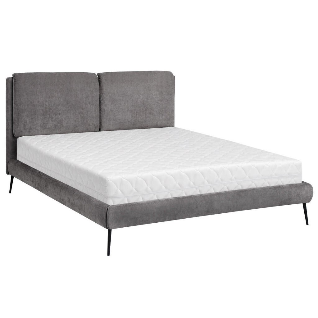 Beautysofa ČALOUNĚNÁ POSTEL Nuit, dvoulůžko 160x200 cm s taštičkovou matrací 26 cm, žinylková látka, tmavě šedá
