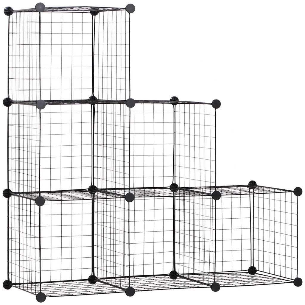 HOMCOM STOJANOVÁ POLIČKA se 6 přihrádkami, černá, 109 x 37 x 109 cm