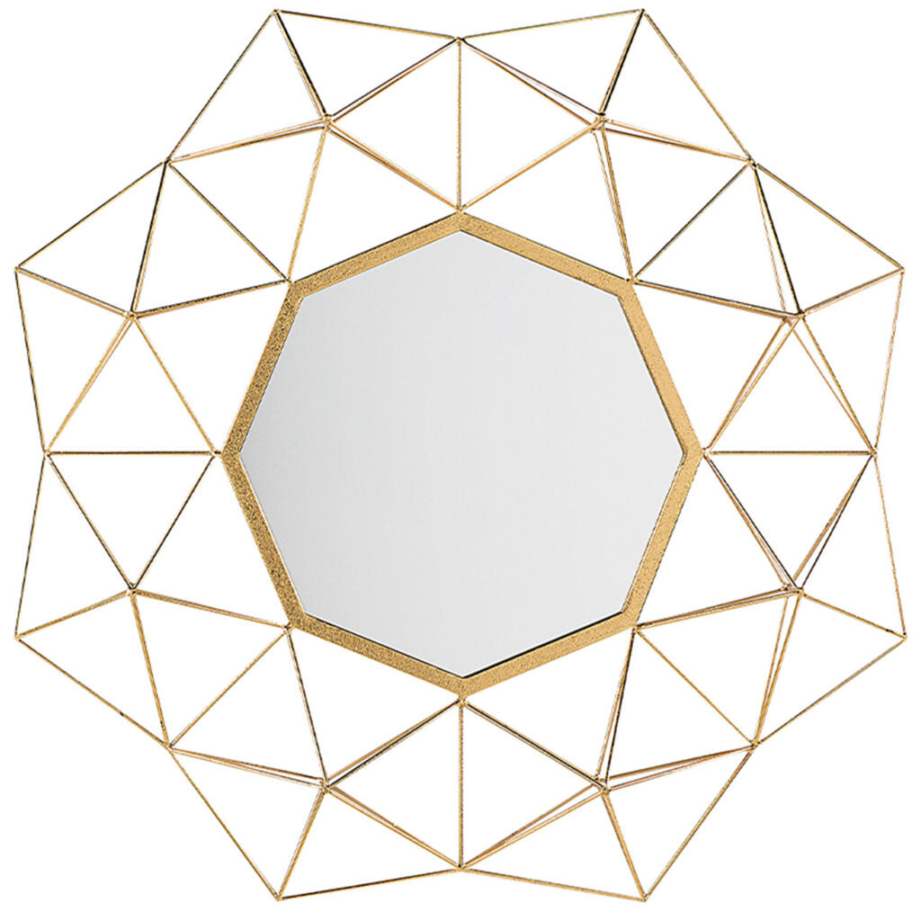 Beliani NÁSTĚNNÉ ZRCADLO zlaté geometrický Form 80/80 cm Gaillac