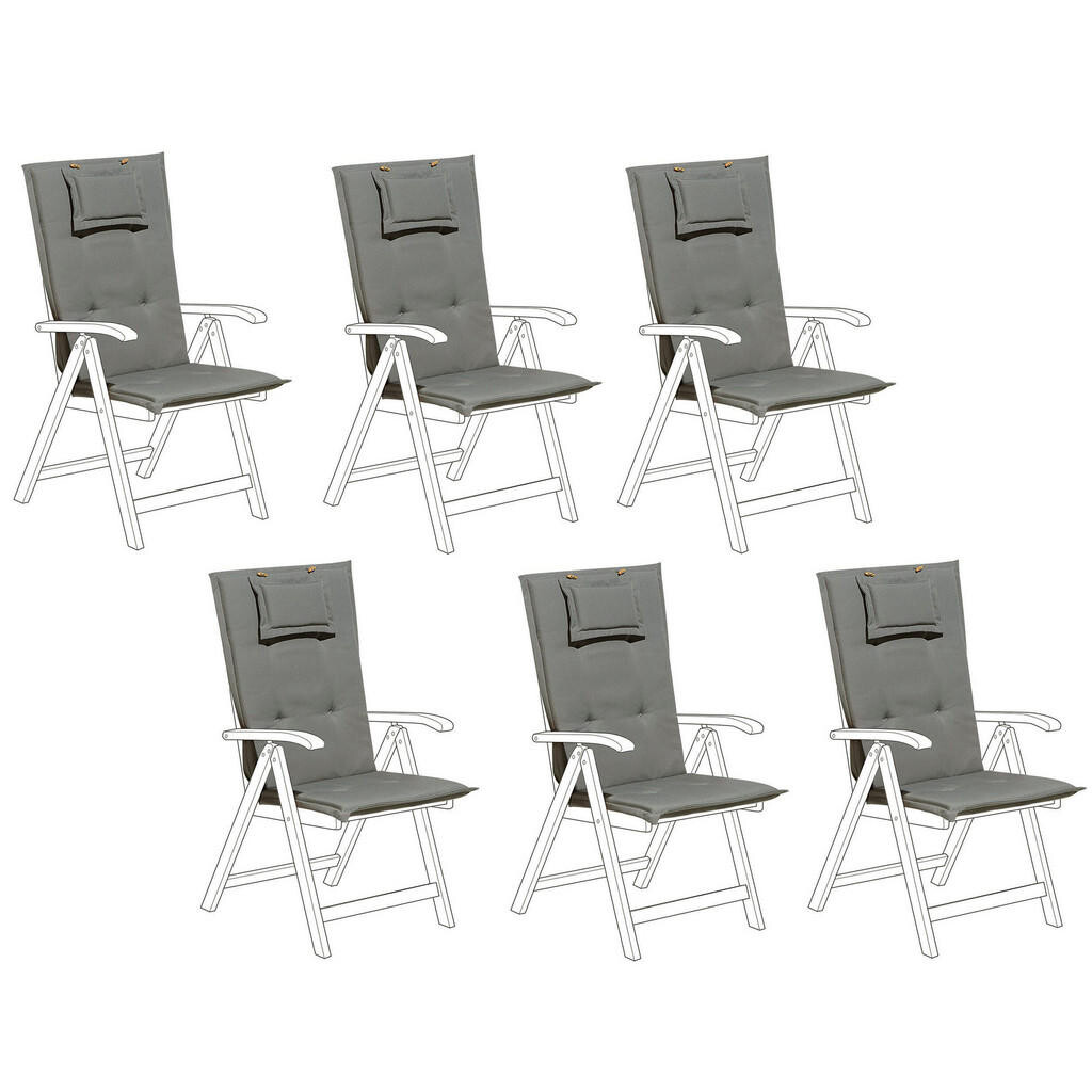 Beliani SEDACÍ polstrování sada 6 ks Šedé 50/45 cm Java/Amantea