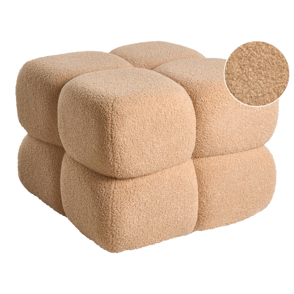 Beliani PUF Bouclé Béžový Caliente