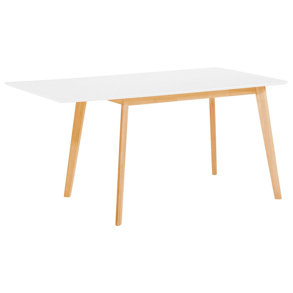 Beliani JÍDELNÍ STŮL 120-155/80/75 cm Bílý, Světle hnědý Obdélníkový Medio