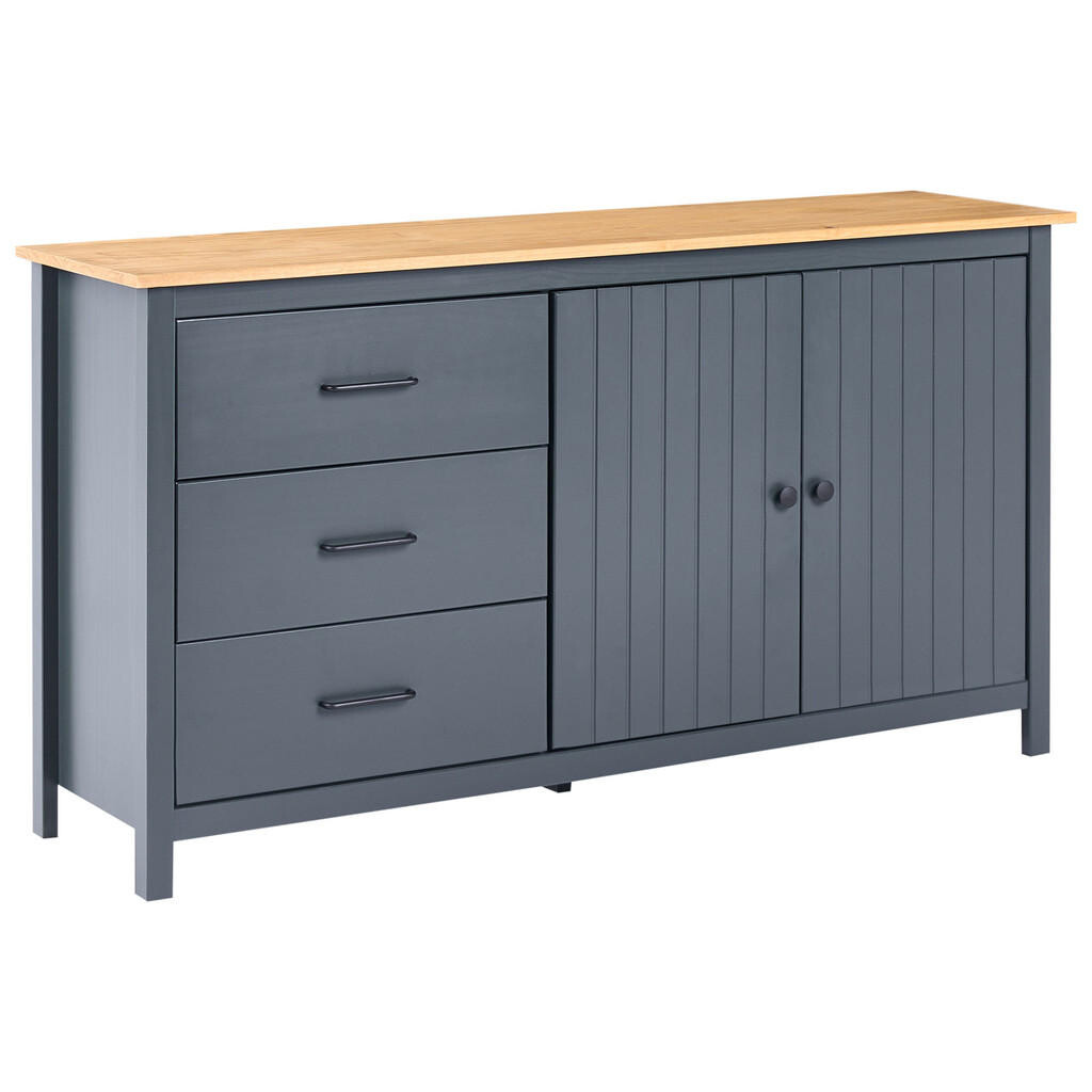 Beliani SIDEBOARD se 2 dveřmi Borovicové dřevo Tmavě modrý Leonora