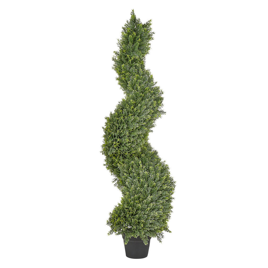 Beliani UMĚLÁ ROSTLINA v květináči 126 cm Zelená/Černá Cypress Spiral Tree