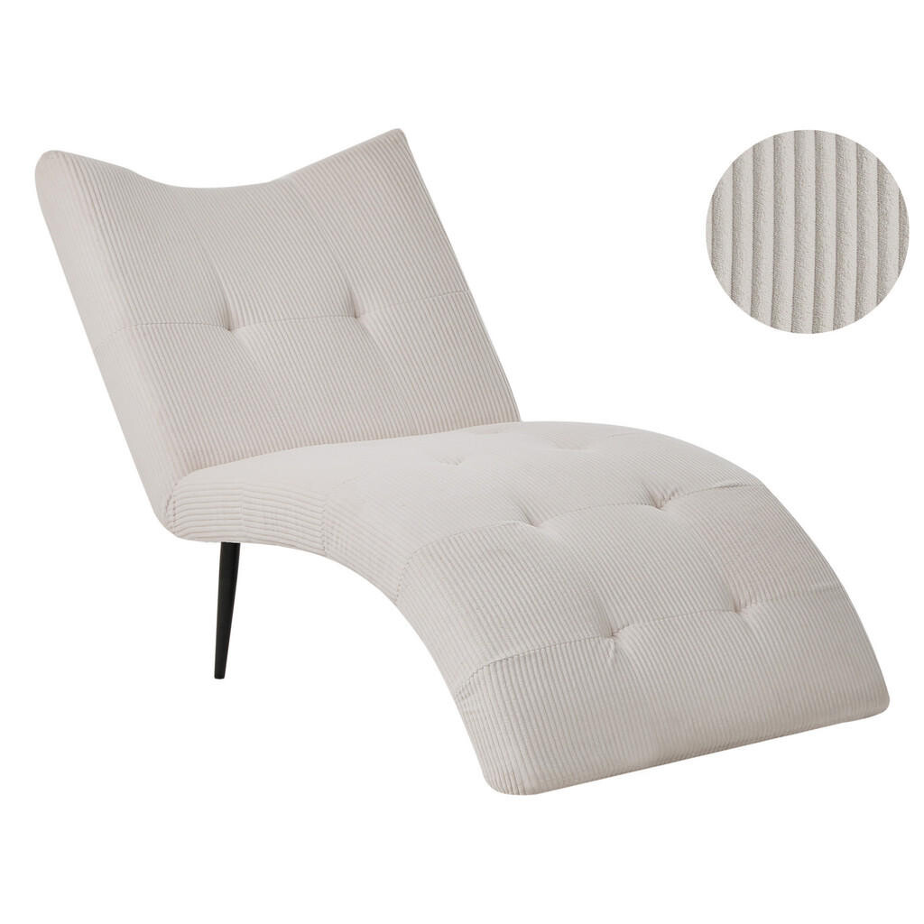Beliani ČALOUNĚNÉ LEHÁTKO CHAISE LONGUE Manšestr Taupe Quilly