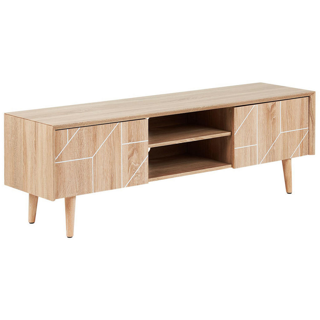 Beliani TV STOLEK Světle hnědý FRANKLIN 39/150/51 cm