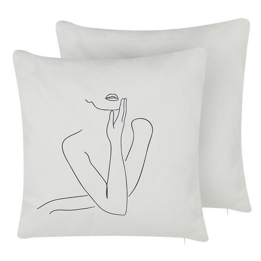Beliani DEKORATIVNÍ POLŠTÁŘ sada 2 ks Bílý 45/45 cm Meadowfoam