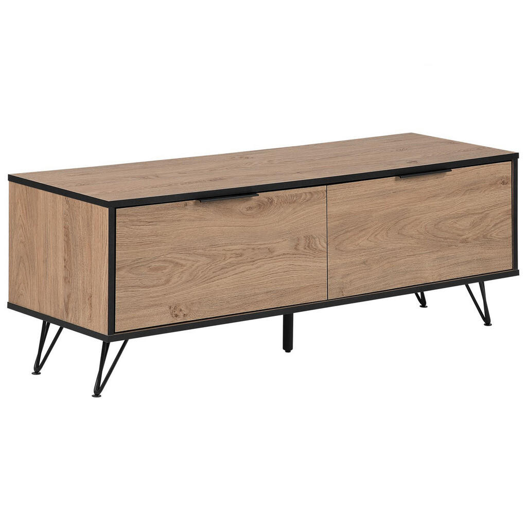 Beliani TV STOLEK Světle hnědý, Černý HALSTON 40/120/46 cm