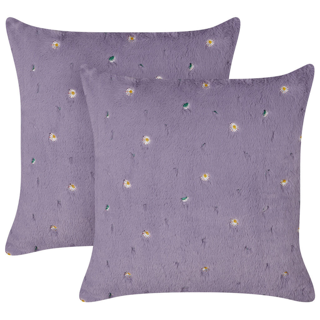 Beliani DEKORATIVNÍ polštář sada 2 ks Fialový 45/45 cm Lavatera