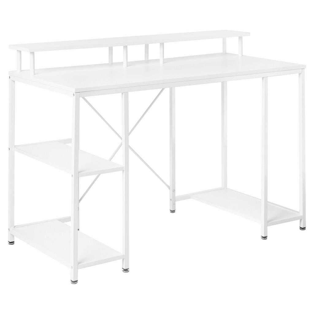 Beliani PSACÍ STŮL Bílý 120/60 cm s přihrádkami Caddo