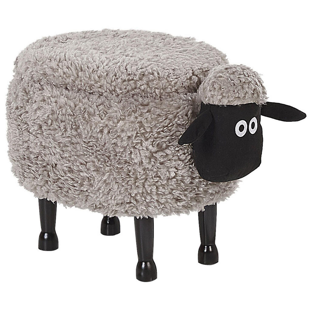 Beliani STOLIČKA VE TVARU ZVÍŘÁTKA Šedá Sheep 35/55/40 cm