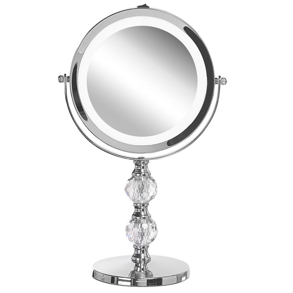 Beliani KOSMETICKÉ ZRCADLO stříbrné s LED osvětlením 18 cm Claira