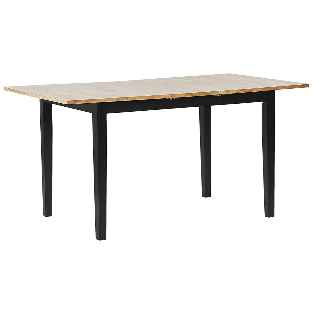 Beliani JÍDELNÍ STŮL 120-150/80/74 cm Světle hnědý, Černý Obdélníkový Houston