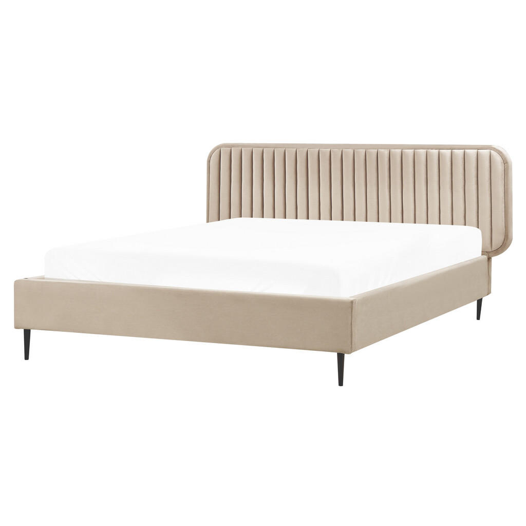 Beliani POSTEL s roštem 160/200 cm Taupe Brin