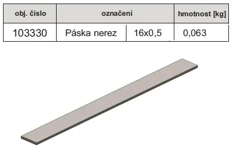 Páska nerez 16x0,5mm ke svorce D T TECHNIC 103330