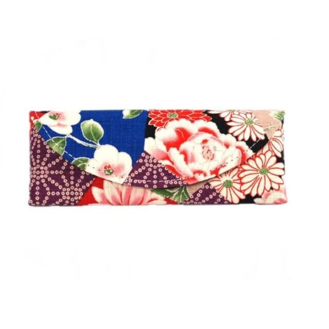 Japonské dámské pouzdro na brýle Kimono Flowers 104