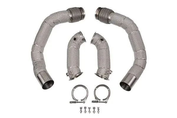TurboWorks Downpipes s náhradami OPF/GPF filtrů MTC Motorsport BMW X5M F95 / X6M F96 4.4T S63 (19-23)