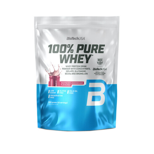 BioTech 100% Pure Whey Malinový cheesecake 900 g