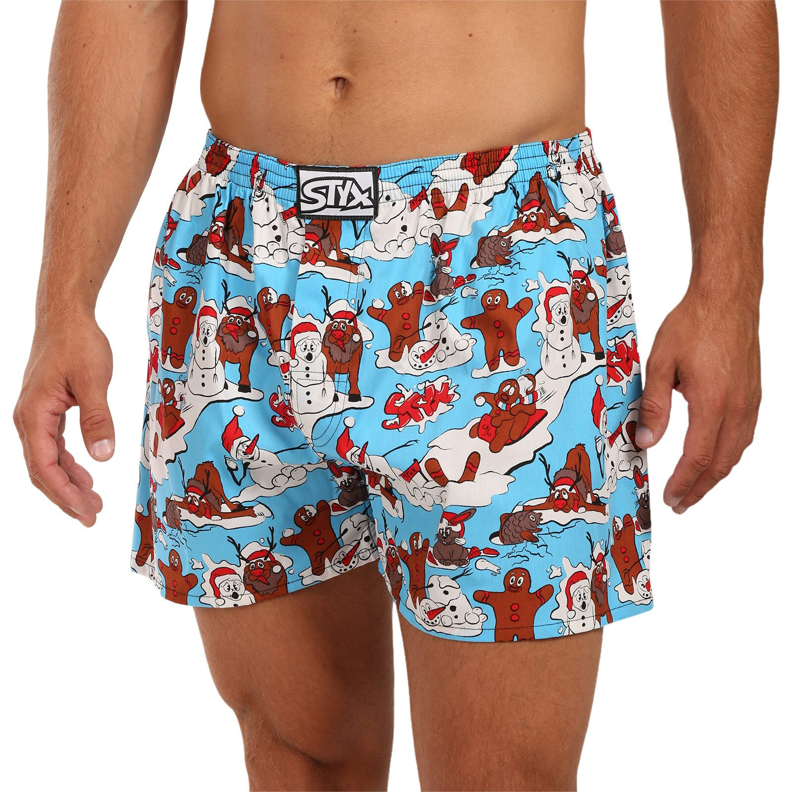 Pánské trenky Styx art klasická guma nadrozměr Vánoce zábava (E1958) 5XL, trenýrky