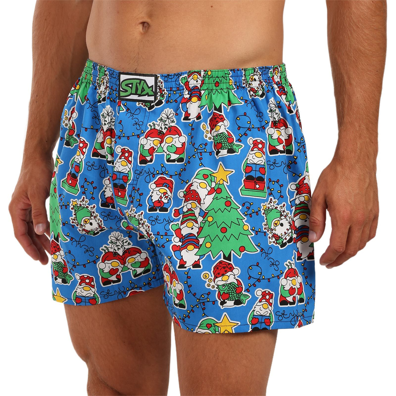 Pánské trenky Styx art klasická guma nadrozměr Vánoce skřítci (E1959) 5XL, trenýrky