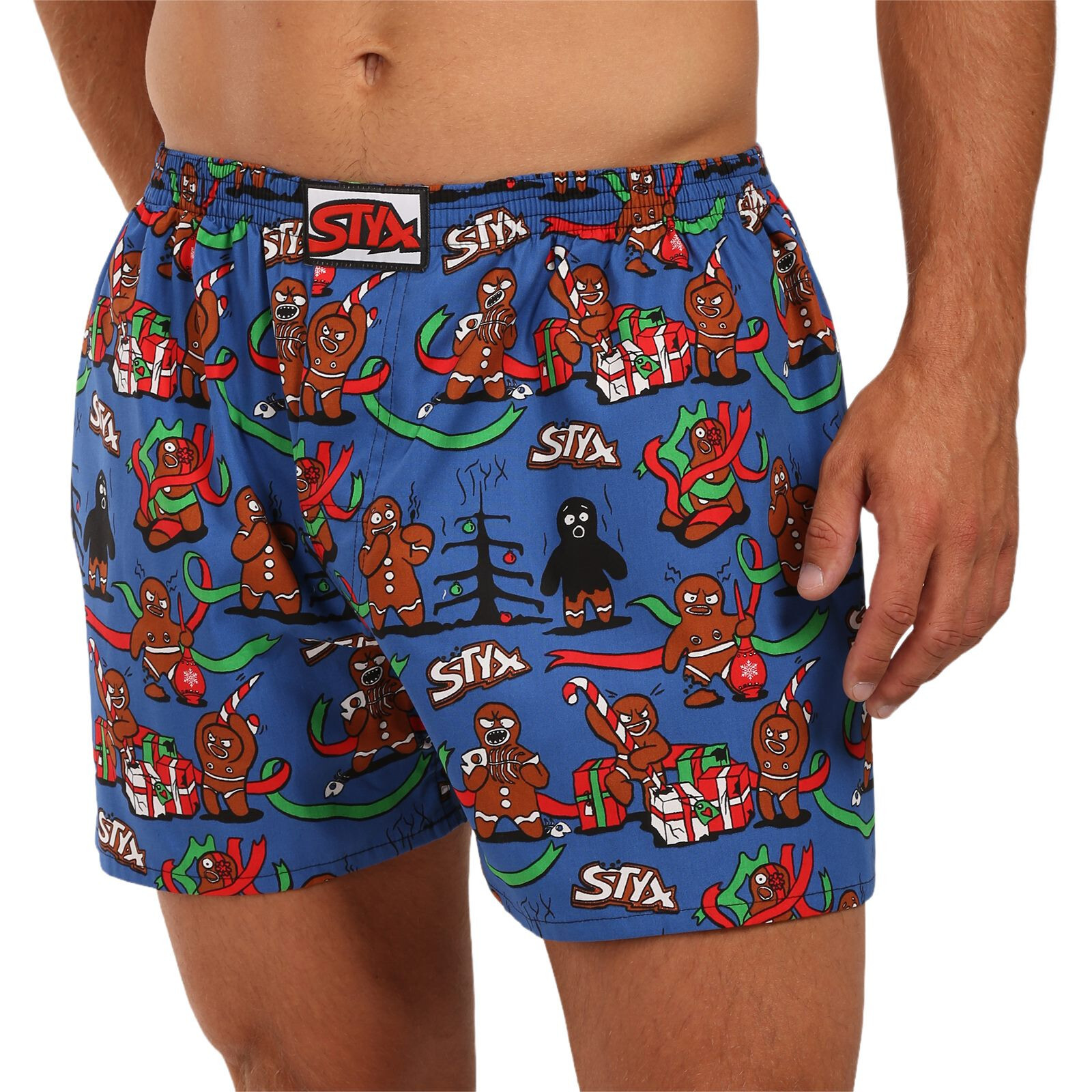 Pánské trenky Styx art klasická guma nadrozměr Vánoce perníčci (E1956) 5XL, trenýrky