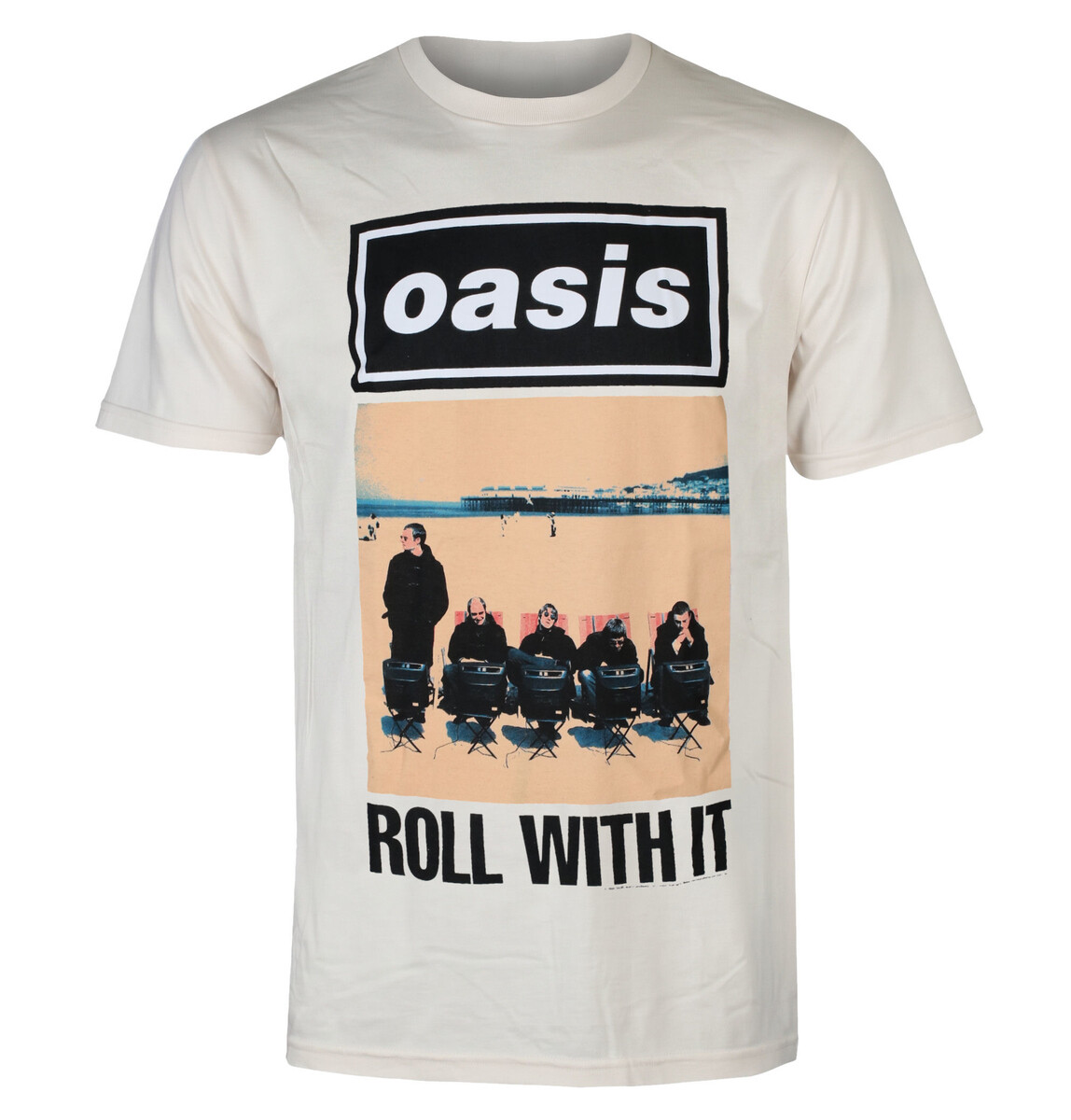 pánské tričko Oasis - Roll With It - béžové - LOW FREQUENCY S